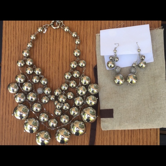 Lee Angel Silver multi chain tier Necklace dangle Earring Set New - Picture 2 of 5